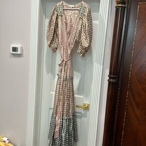 Loveshackfancy stormi gingham maxi dress size small